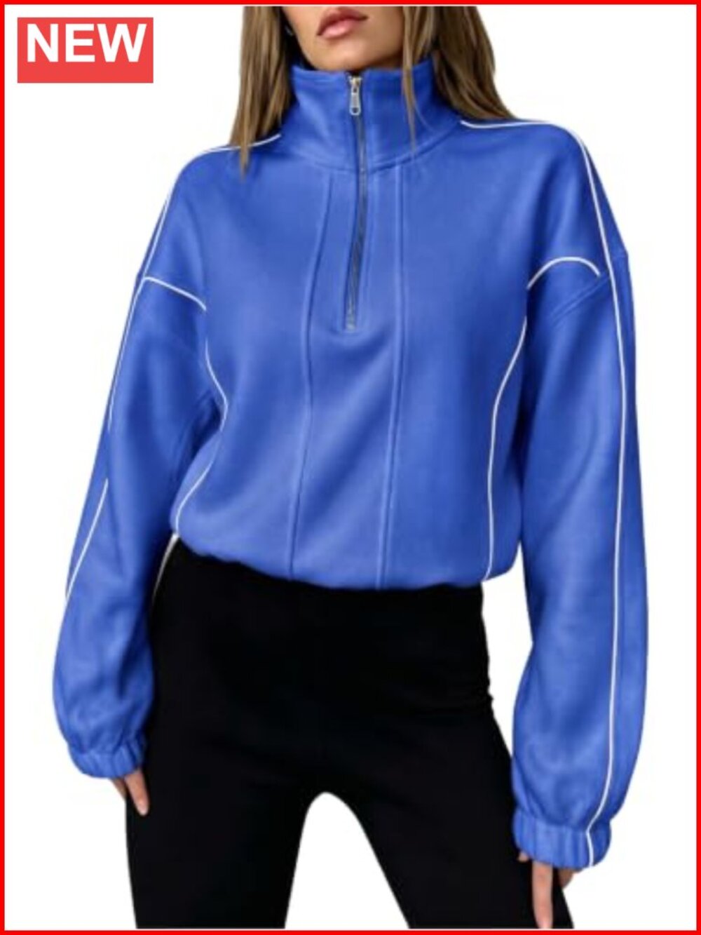 Women's Half Zip Sweatshirt High Neck Loose Pullover